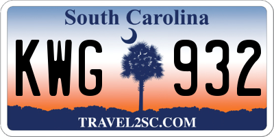 SC license plate KWG932
