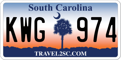 SC license plate KWG974