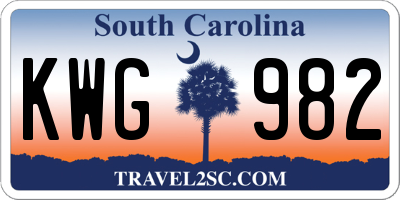 SC license plate KWG982