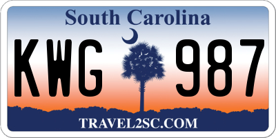 SC license plate KWG987