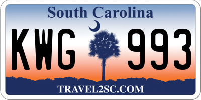 SC license plate KWG993