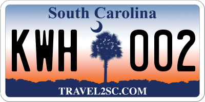 SC license plate KWH002