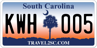 SC license plate KWH005