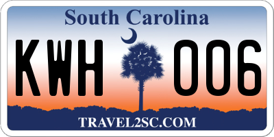 SC license plate KWH006