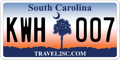 SC license plate KWH007