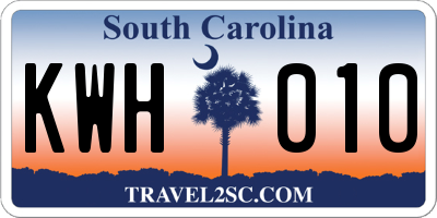 SC license plate KWH010