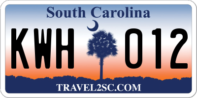 SC license plate KWH012