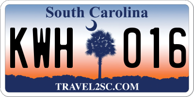 SC license plate KWH016