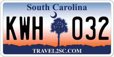 SC license plate KWH032