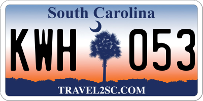 SC license plate KWH053