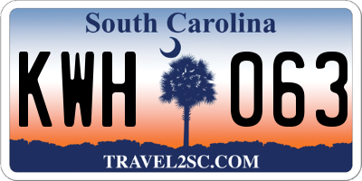 SC license plate KWH063