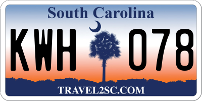 SC license plate KWH078