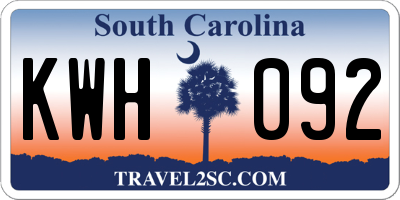 SC license plate KWH092