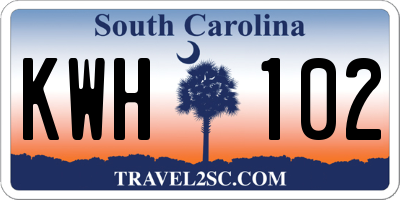 SC license plate KWH102