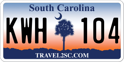 SC license plate KWH104