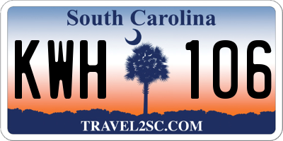 SC license plate KWH106