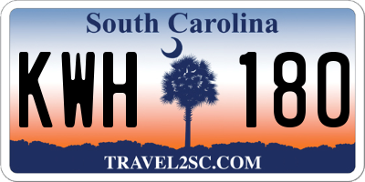 SC license plate KWH180
