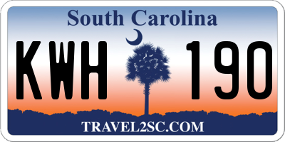 SC license plate KWH190