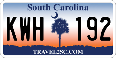 SC license plate KWH192