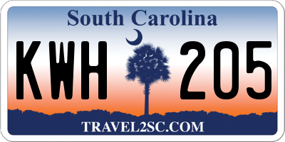 SC license plate KWH205