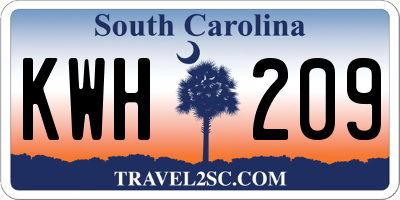 SC license plate KWH209