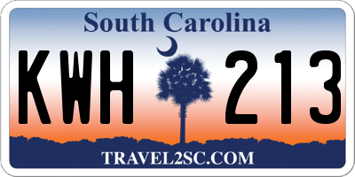 SC license plate KWH213