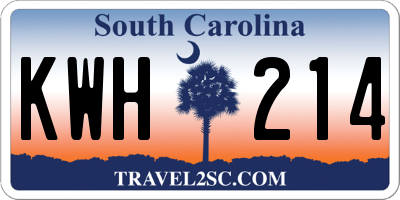 SC license plate KWH214