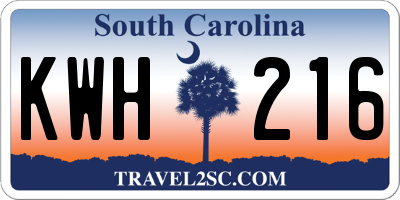 SC license plate KWH216