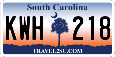 SC license plate KWH218