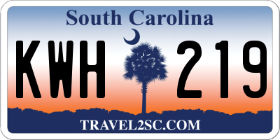 SC license plate KWH219