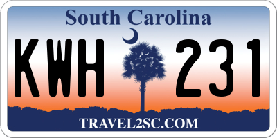 SC license plate KWH231