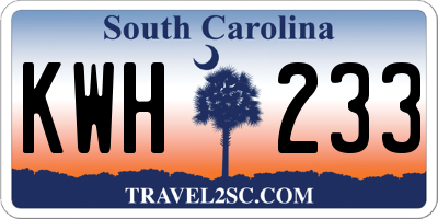 SC license plate KWH233