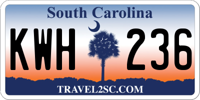 SC license plate KWH236
