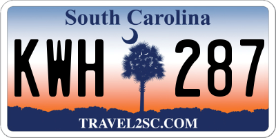 SC license plate KWH287