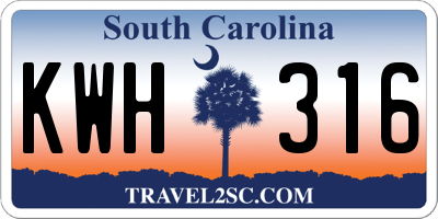 SC license plate KWH316