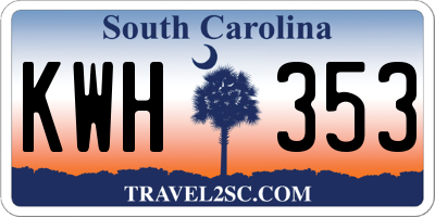 SC license plate KWH353