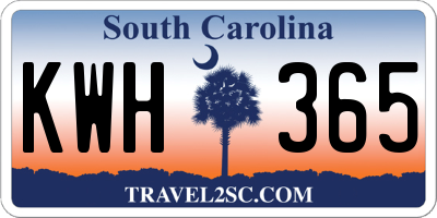 SC license plate KWH365