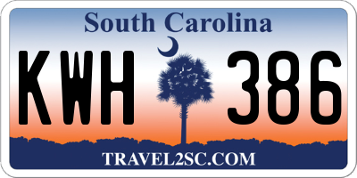 SC license plate KWH386