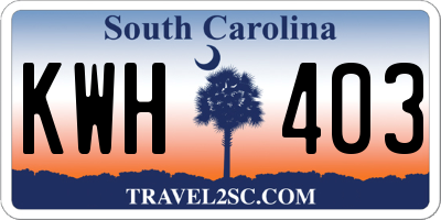 SC license plate KWH403