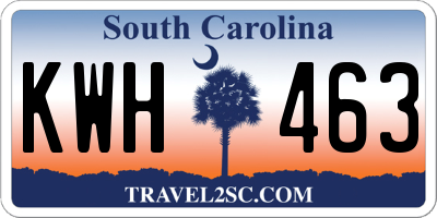 SC license plate KWH463