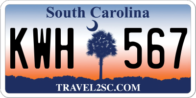 SC license plate KWH567