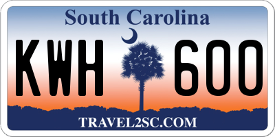 SC license plate KWH600