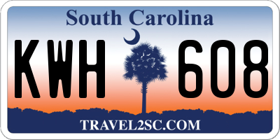 SC license plate KWH608