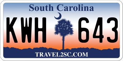 SC license plate KWH643