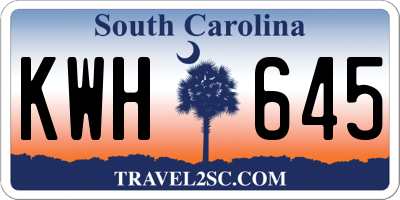 SC license plate KWH645