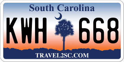 SC license plate KWH668