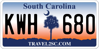 SC license plate KWH680