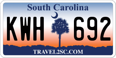 SC license plate KWH692
