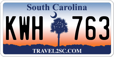 SC license plate KWH763
