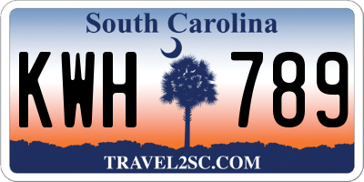 SC license plate KWH789